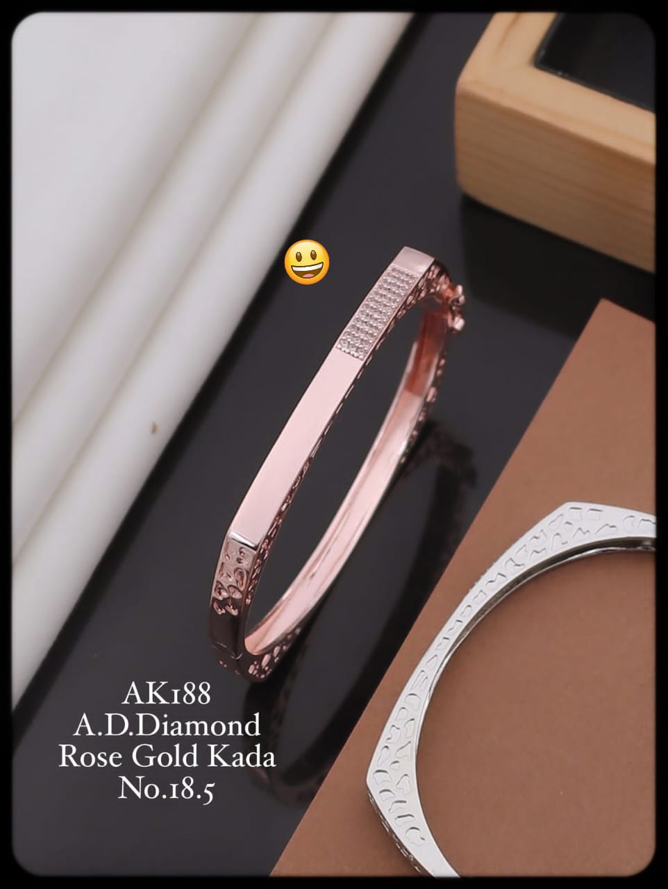 Accessories AD Diamond Designer Rose Gold And Silver Kada 4
